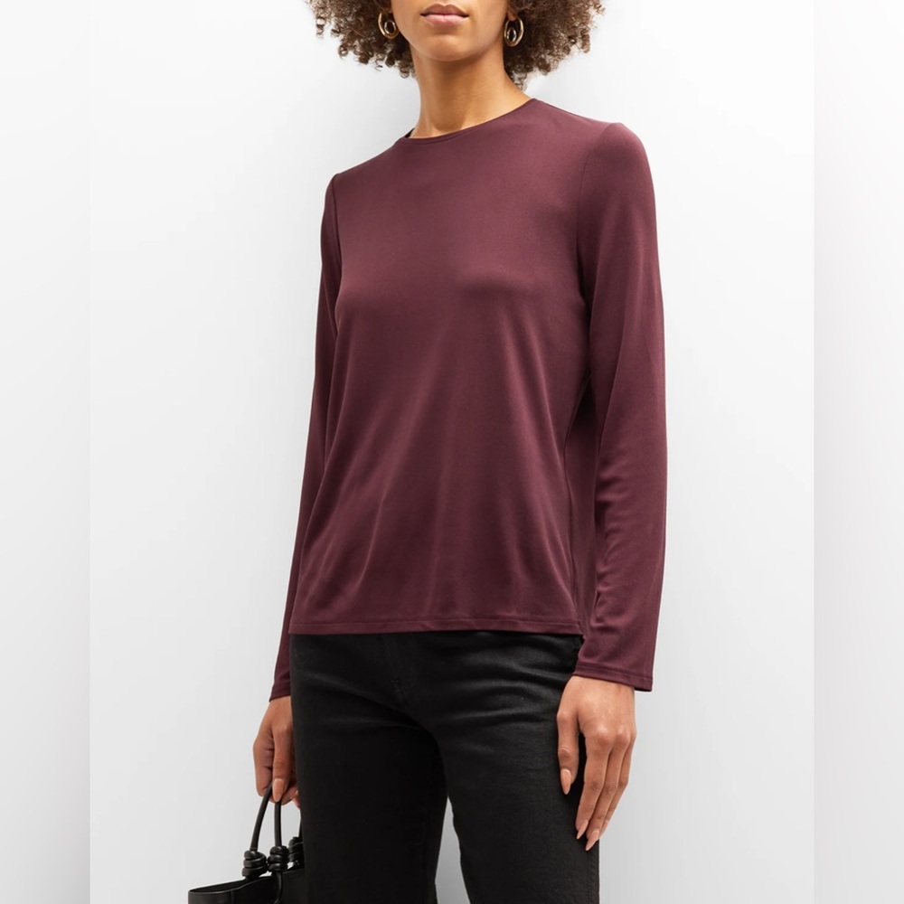 $198 EILEEN FISHER 100% Silk Long-Sleeve Top Blouse Size Large L